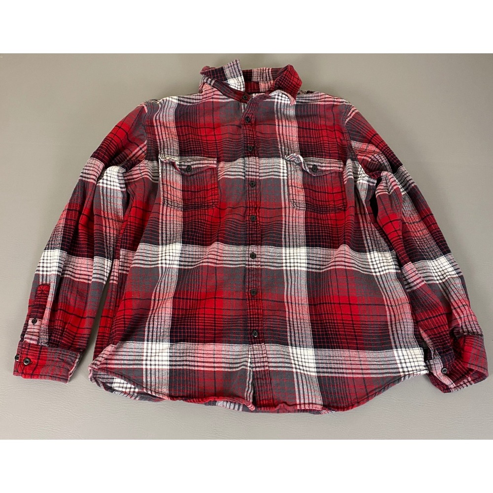 Mossimo Supply Co Flannel Shirt Heavy Men's XXL‎ Plaid Long Sleeve Button Up Red